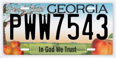 GA license plate PWW7543