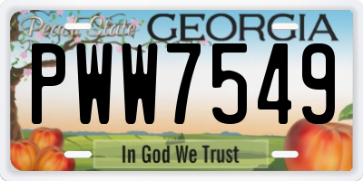 GA license plate PWW7549