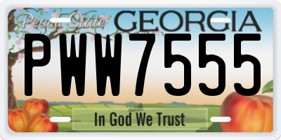 GA license plate PWW7555