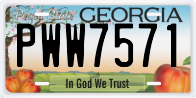 GA license plate PWW7571