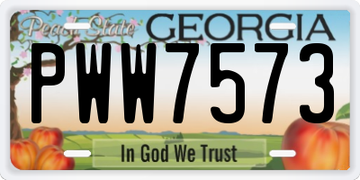GA license plate PWW7573