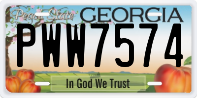GA license plate PWW7574