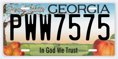 GA license plate PWW7575