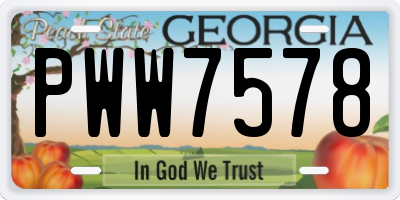 GA license plate PWW7578