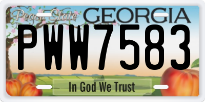 GA license plate PWW7583