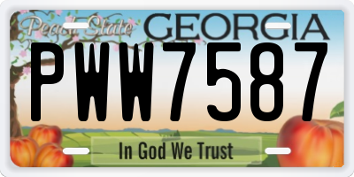 GA license plate PWW7587