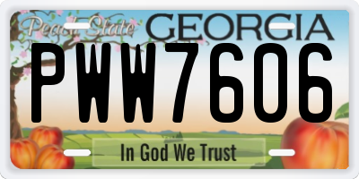 GA license plate PWW7606