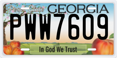 GA license plate PWW7609