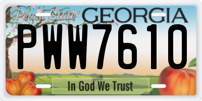 GA license plate PWW7610