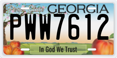 GA license plate PWW7612