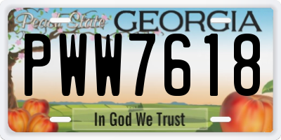 GA license plate PWW7618