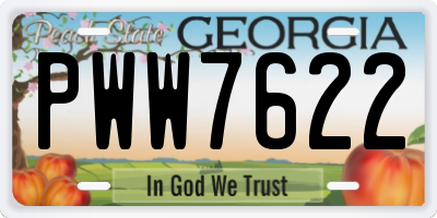GA license plate PWW7622