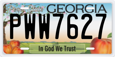 GA license plate PWW7627