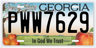 GA license plate PWW7629