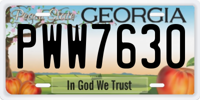 GA license plate PWW7630