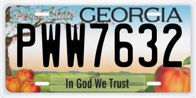 GA license plate PWW7632