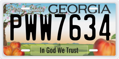 GA license plate PWW7634