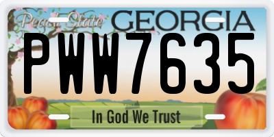 GA license plate PWW7635