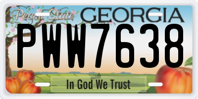 GA license plate PWW7638