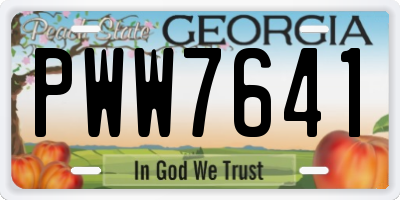 GA license plate PWW7641