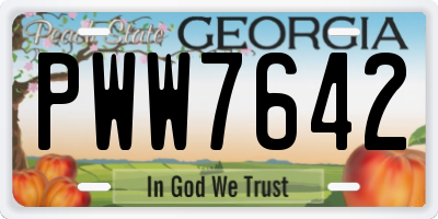 GA license plate PWW7642