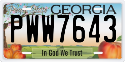 GA license plate PWW7643