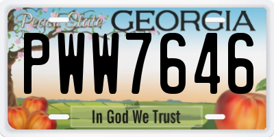 GA license plate PWW7646
