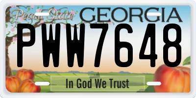 GA license plate PWW7648