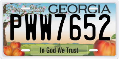 GA license plate PWW7652