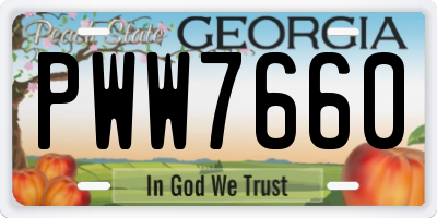 GA license plate PWW7660