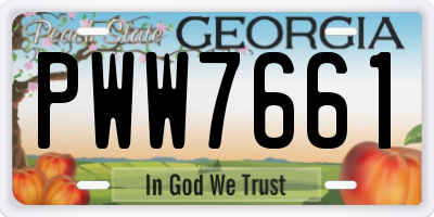 GA license plate PWW7661