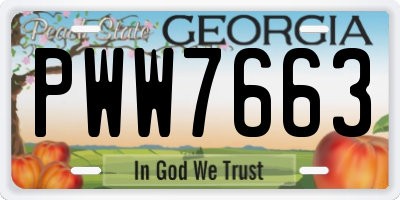 GA license plate PWW7663