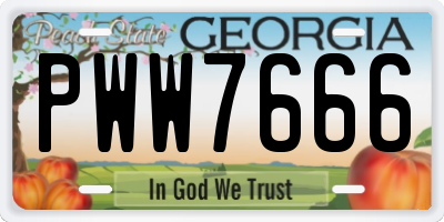 GA license plate PWW7666
