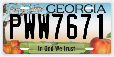 GA license plate PWW7671