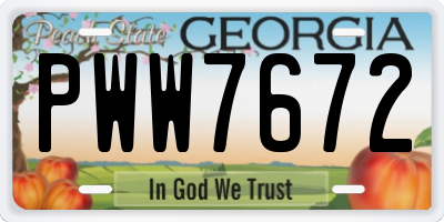 GA license plate PWW7672