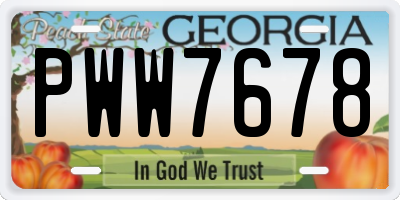GA license plate PWW7678