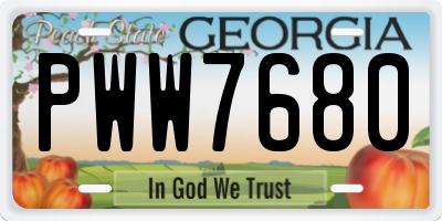 GA license plate PWW7680