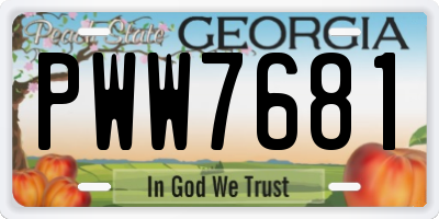 GA license plate PWW7681