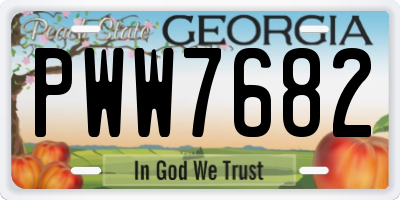 GA license plate PWW7682