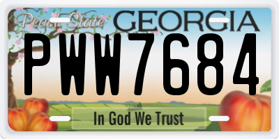 GA license plate PWW7684
