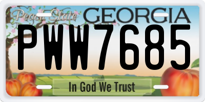 GA license plate PWW7685