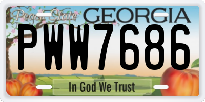 GA license plate PWW7686