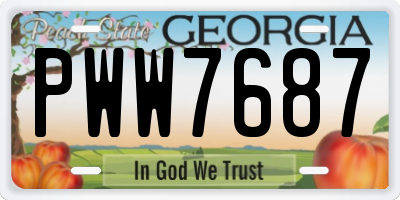 GA license plate PWW7687