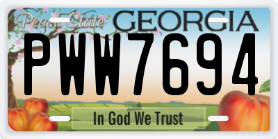 GA license plate PWW7694
