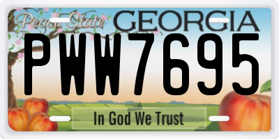 GA license plate PWW7695