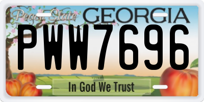 GA license plate PWW7696
