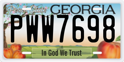 GA license plate PWW7698
