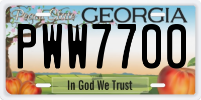 GA license plate PWW7700