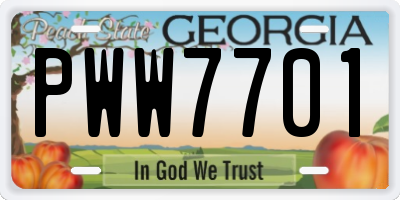 GA license plate PWW7701