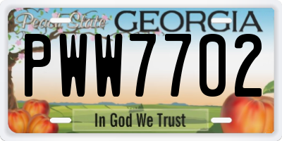 GA license plate PWW7702